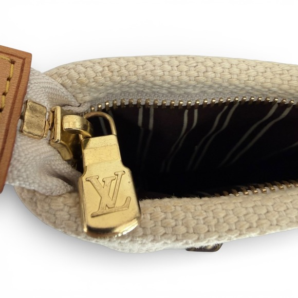 Louis Vuitton Antigua Cabas PM Sailcloth Canvas Tote Ivory Brown Leather Studded - Picture 14 of 14